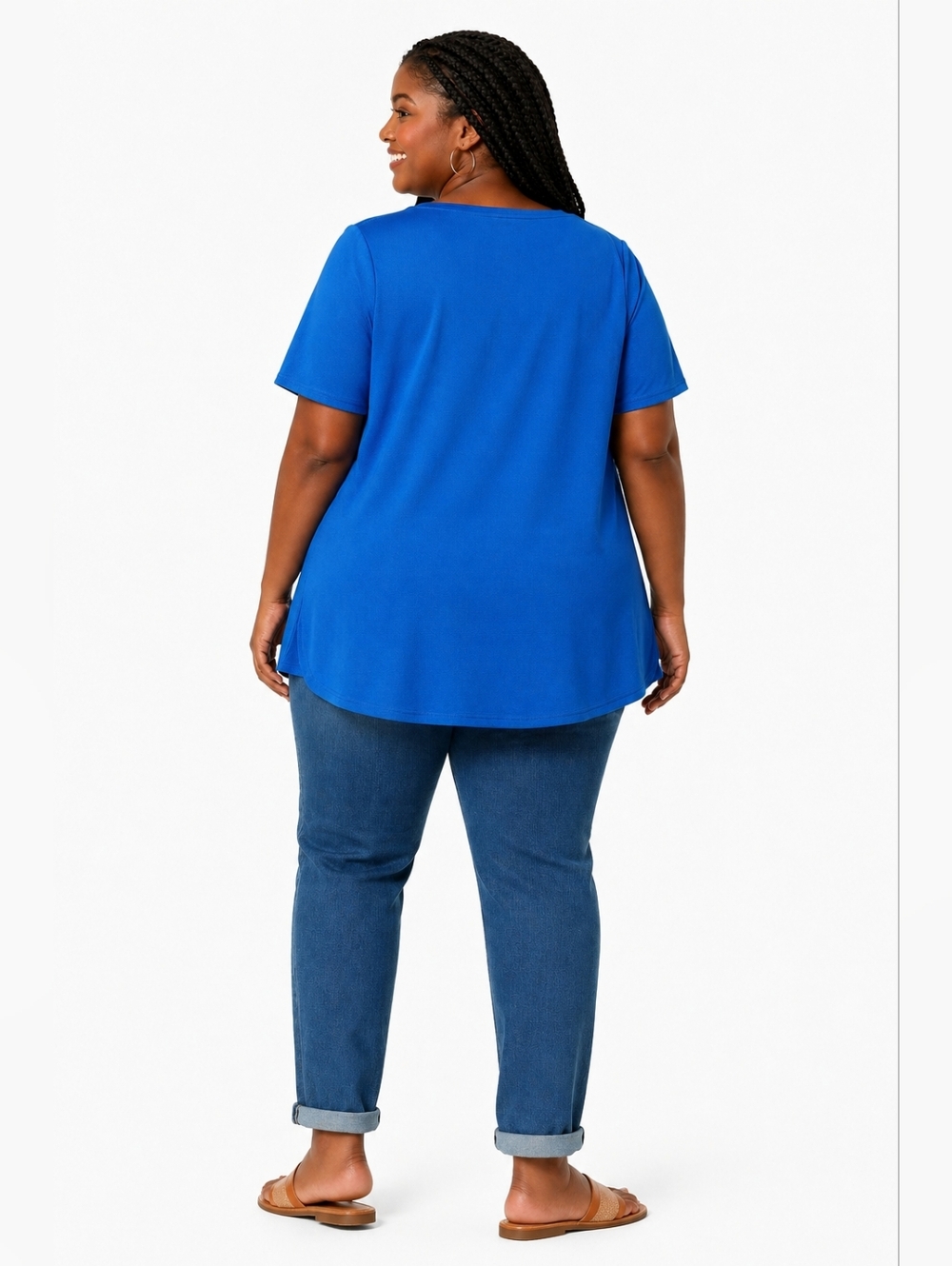 ASOS Plus Size Blue Short Sleeve Scoop Neck Top Size US 24 - Picture 2 of 5